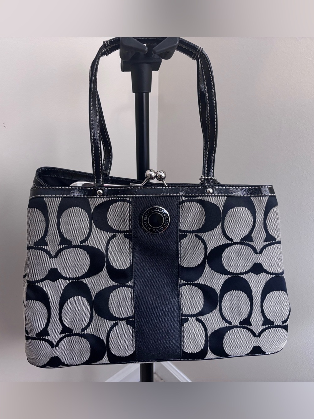 Coach Black and Gray Signature Tote